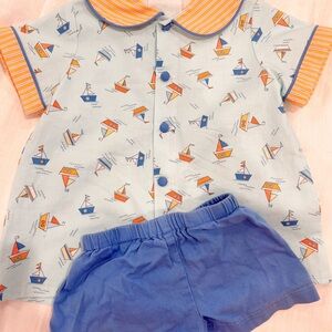 PBJ 3T Blue Sailboat Print Outfit
